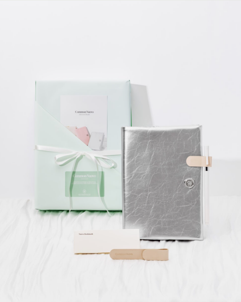 누보 글로시 북커버 실버 누보 북마크 세트 구성 선물포장 패키지 크리스마스선물